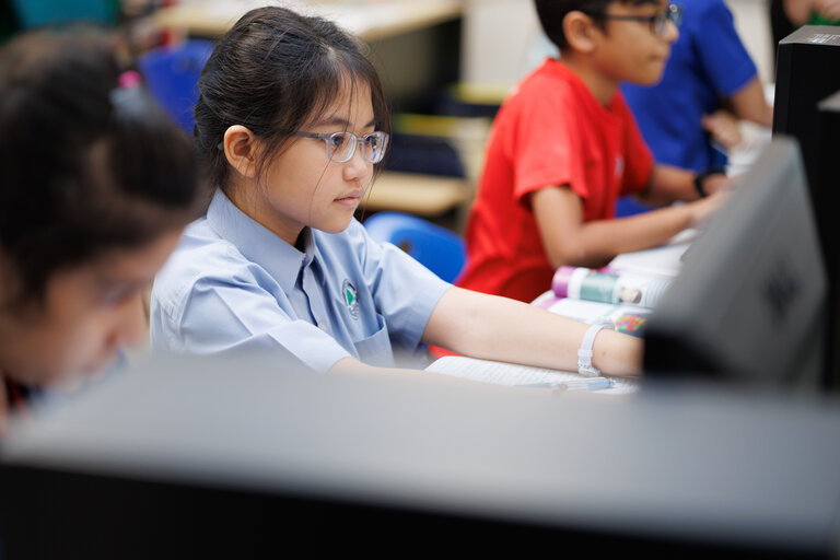 Tenby Schools student using a computer